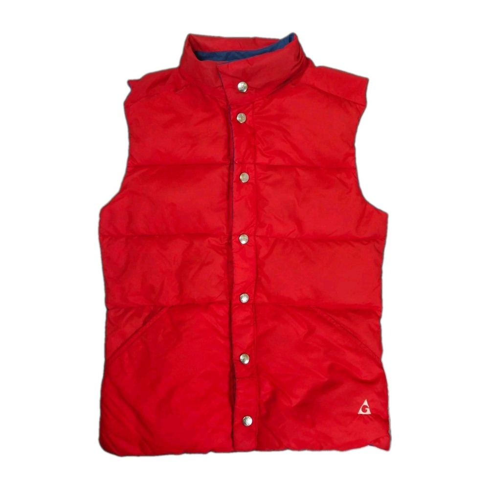 Vintage 70s Gerry Goose Down Vest Reversible Blue Red Made USA XS Hiking Gorp